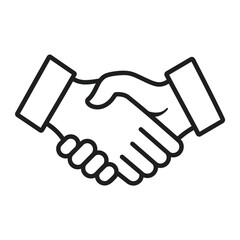 Obraz premium A simple black and white line art illustration of two hands shaking in agreement.