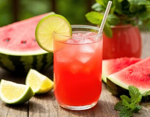 watermelon lemonade juicy summer drink fruit refreshing cocktail.