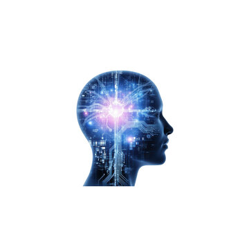 Artificial Intelligence Brain Digital Mind with Glowing Neural Network and Circuitry