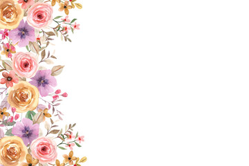 Watercolor flowers background vector for design.
