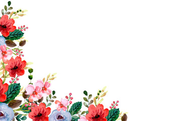Watercolor flowers background vector for design.
