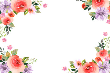 Watercolor flowers background vector for design.