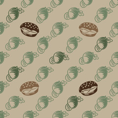 Decorative seamless pattern with stylized desserts and candies for packaging wallpaper and textile design