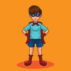 Kids Superhero with pose mascot vector