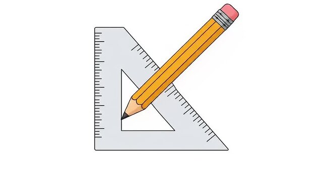 Pencil and Ruler Illustration - Precision and Design Elements.