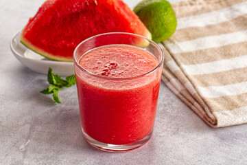 Watermelon sweet smoothie in the glass