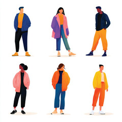 Obraz premium Diverse group of people illustrated on a white background