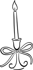 Hand Drawn Bow Tie Candle Holder, Whimsical Wedding Doodle Illustration