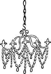 Hand Drawn Chandelier, Whimsical Wedding Doodle Illustration