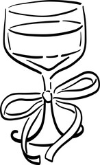 Hand Drawn Cocktail Glasses Tied With Bow, Whimsical Wedding Doodle Illustration