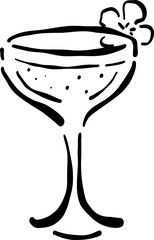 Hand Drawn Cocktail Glasses, Whimsical Wedding Doodle Illustration