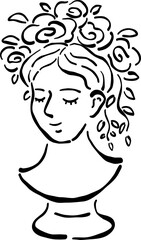 Hand Drawn Greek Statues, Whimsical Wedding Doodle Illustration