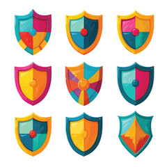 Fototapeta premium Shield emblem vector illustration set