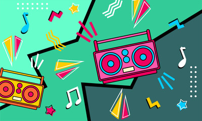  Geometric  abstract pop art background in flat designstract art background design