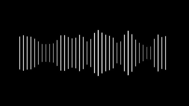 Futuristic sound wave visualization, audio visualizer on black screen background. white line audio wave visualization voice record. Music equalizer, audio waves or sound frequency Isolated Background.