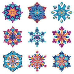 Elegant snowflake illustration set on white background
