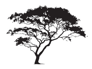 Obraz premium Elegant Vector Art of a Bent Branch Tree Silhouette Design