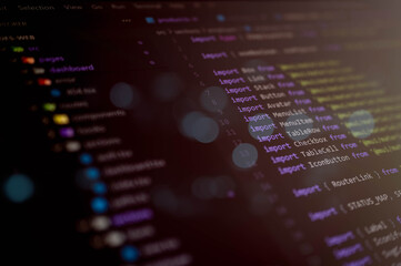 Close-up of React JavaScript code with multiple import statements for UI components on a dark-themed editor, perfect for frontend development and programming content.