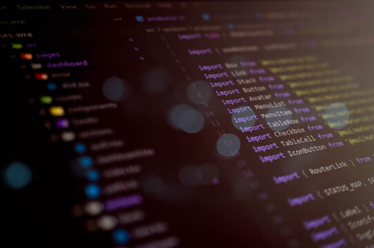 Close-up of React JavaScript code with multiple import statements for UI components on a dark-themed editor, perfect for frontend development and programming content.