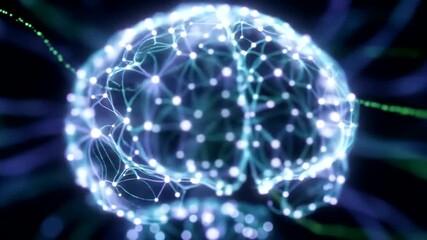 Human Brain Connectivity and Neural Network Animation Showing Brain Activity - Powered by Adobe