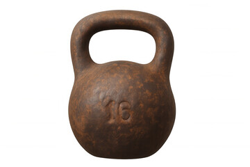 Old rustic kettlebell for strength training, fitness workout, crossfit exercise, or gym equipment with 16 kg weight