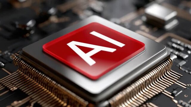 AI Chip: A close-up shot showcasing a central processing unit with an AI symbol, symbolizing the powerful intersection of technology and artificial intelligence.