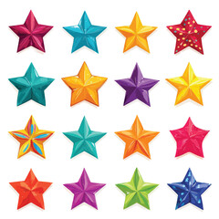 Fototapeta premium Collection of star illustrations on white background