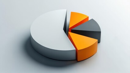 A 3D pie chart with four colored segments on a light background, suggesting data