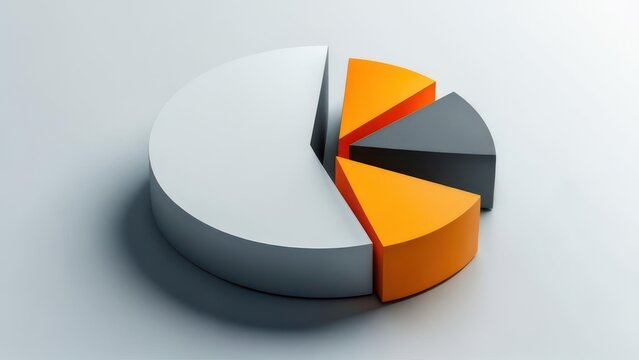 A 3D pie chart with four colored segments on a light background, suggesting data - Powered by Adobe
