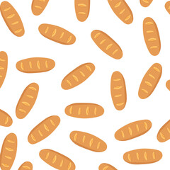 Baguettes Seamless Vector Pattern. Simple bakery background. Vector seamless bread pattern. 