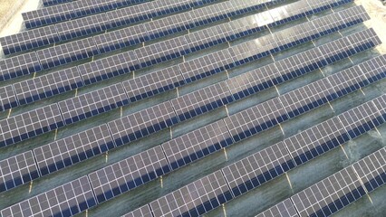 Top view of solar panel arrays