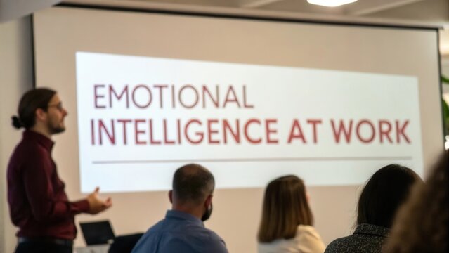 Presenter Discusses the Importance of Emotional Intelligence in Professional Work Environment During Workshop