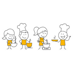Four Chefs Working in Harmony in the Kitchen The Process of Creating a Delicious Meal Through Teamwork.