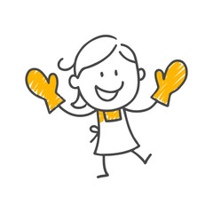 The Joy and Proud Expression of an Individual Wearing Oven Mitts Over the Success of the Meal They Cooked.