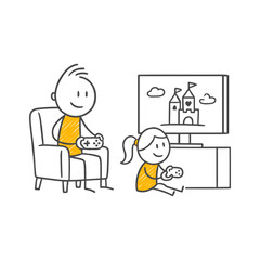 A Moment of Competition and Joy with Console Games for Two Individuals Alongside a Screen View Featuring a Castle.