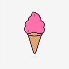 Vector ice cream cone delicious and tasty