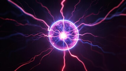 A central orb of glowing energy emits vibrant, branching streaks of plasma against a dark void