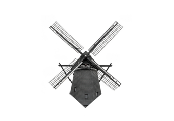 Detailed windmill architecture netherlands dutch mill structure blades isolated on transparent background