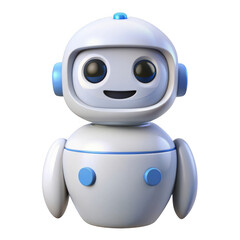 Fototapeta premium Cute 3d robot character illustration, friendly ai, automation mascot, technology, innovation, future, robotics, artificial intelligence isolated on transparent background
