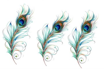 Obraz premium Majestic Peacock Feathers Collection in Watercolor Design Intricate on transparent background