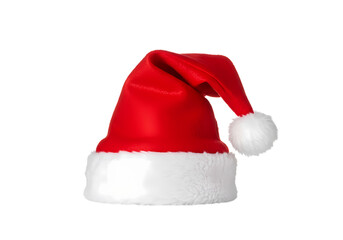 Santa Hat Festive Red Christmas Hat with White Trim isolated on transparent background