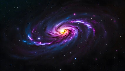 Vibrant spiral galaxy with colorful nebula and distant stars in deep space