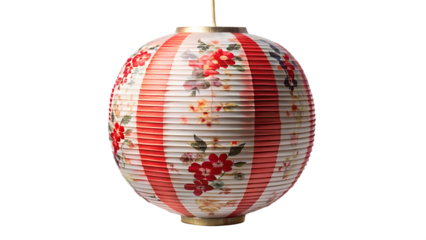 Japanese paper lantern isolated  on white background PNG. AI GENERATED.