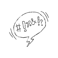 Speech Bubble with Swear Word Hand drawn Icon. Angry Expression, Rude Language Symbol, Negative Emotion Vector Illustration