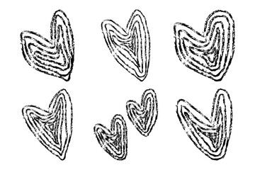Hand drawn Sketch hearts valentines day set scribble vector illustration