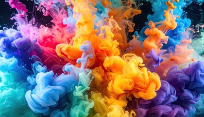Vibrant Ink Colors Diffusing in Water