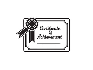 Certificate of achievement with ribbon isolated on white background