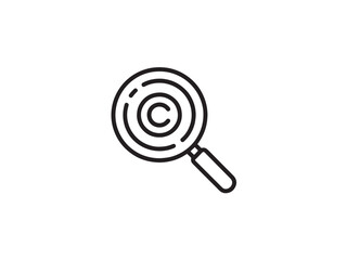 Magnifying glass with copyright symbol isolated on white background illustration