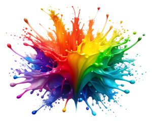 Colorful paint splash isolated on transparent background with vibrant hues