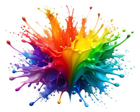 Colorful paint splash isolated on transparent background with vibrant hues